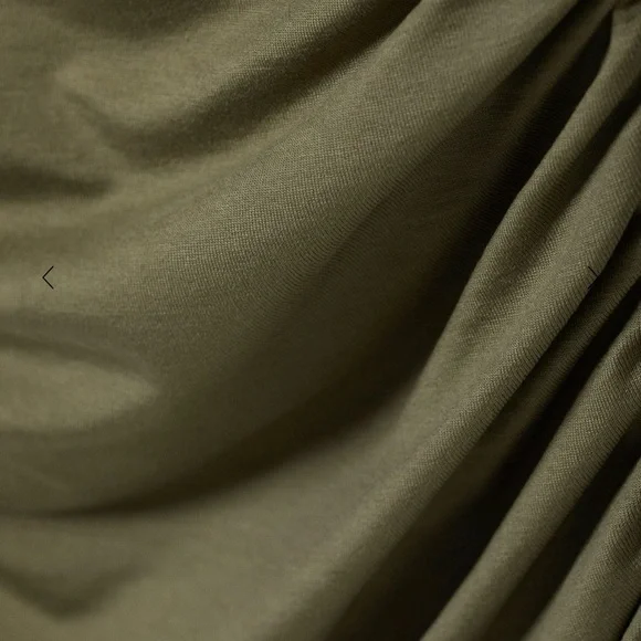 Weekday Olive Asymmetric Ruched Top - Picture 2 of 4